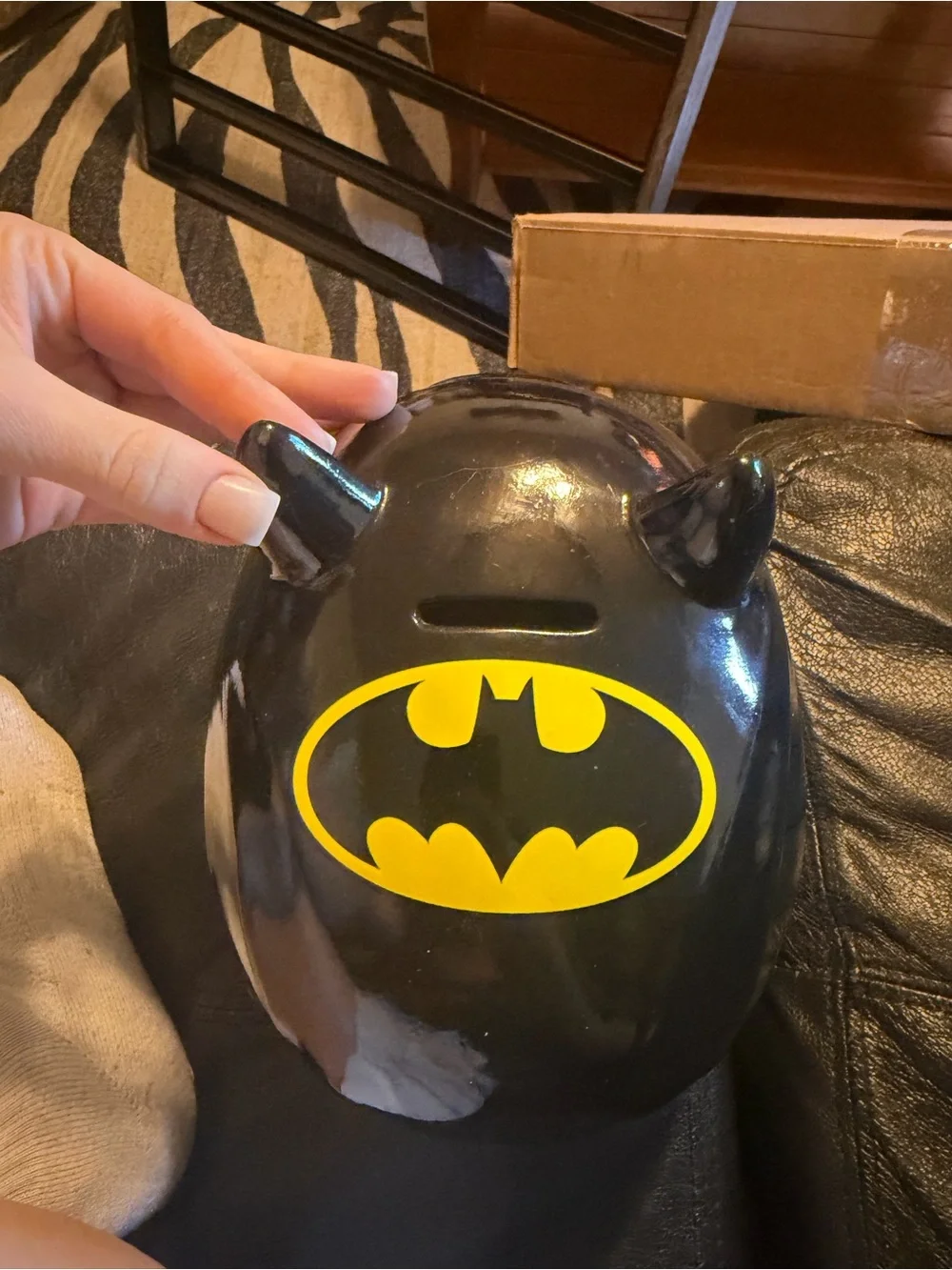 DC Comics Black and Pink Ceramic Piggy Bank